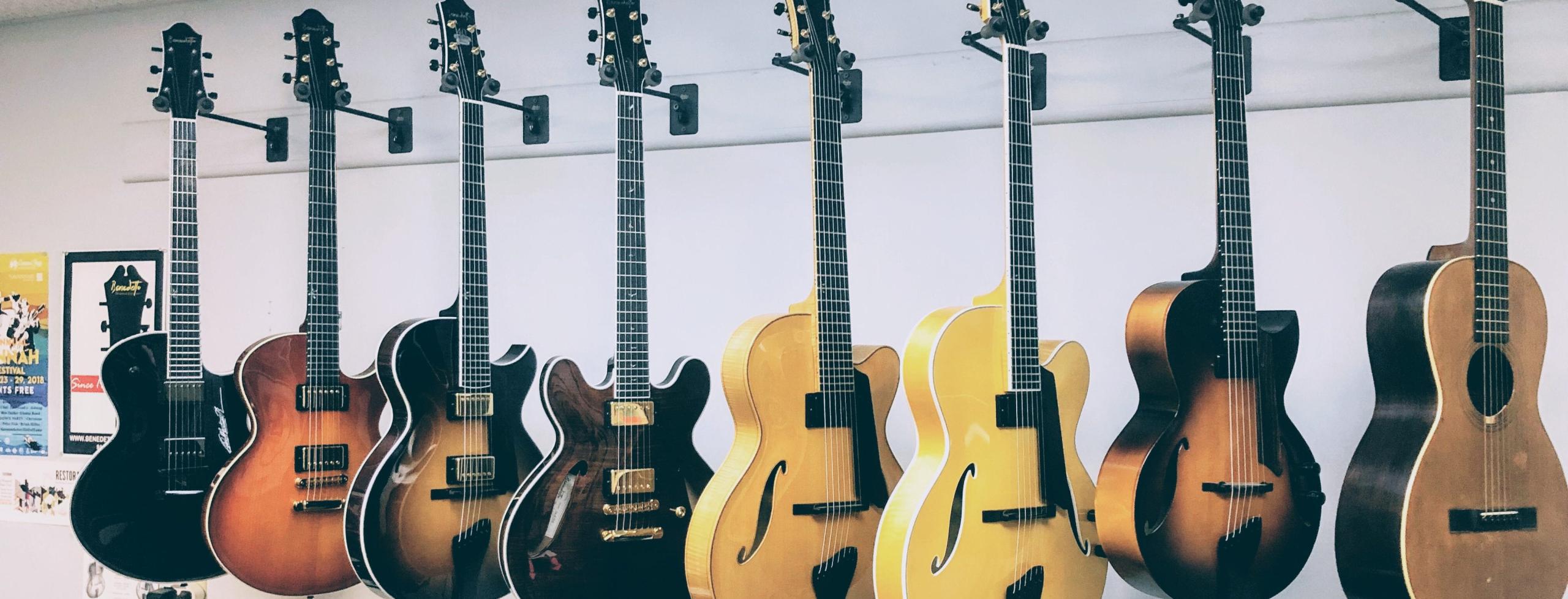 Lineup of Benedetto Archtop Guitars